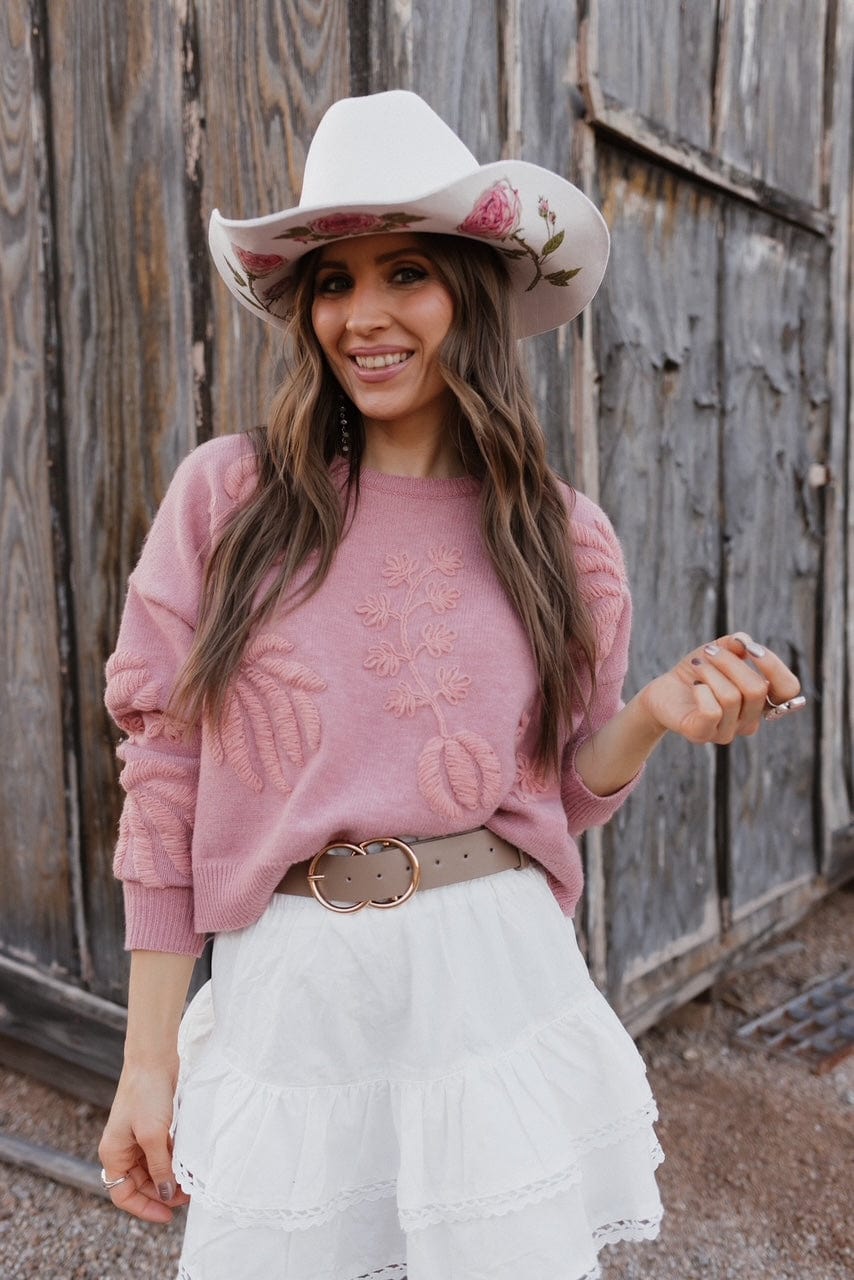 Tan Wildflower Cowboy Wool Hat - Image 6