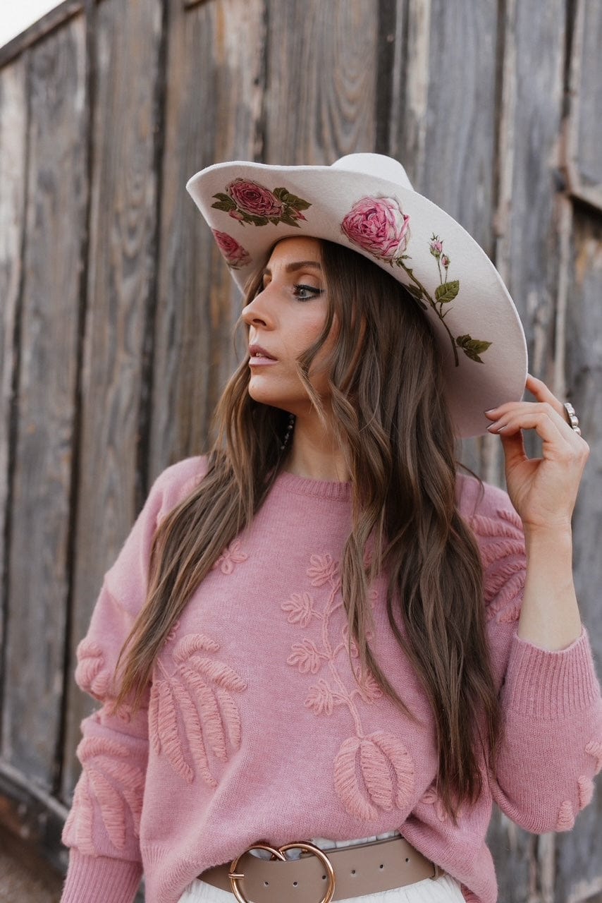 Tan Wildflower Cowboy Wool Hat - Image 13
