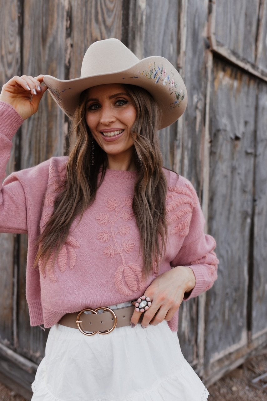 Tan Wildflower Cowboy Wool Hat - Image 15