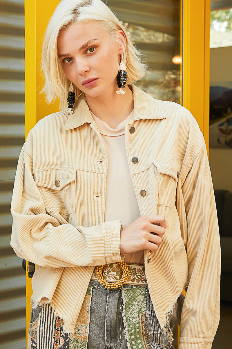 Black & Cream Corduroy Trucker Jacket - Image 11