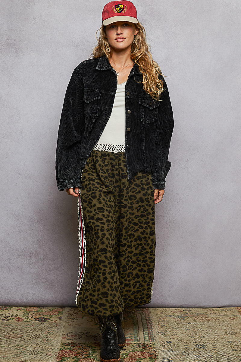 Black & Cream Corduroy Trucker Jacket - Image 7