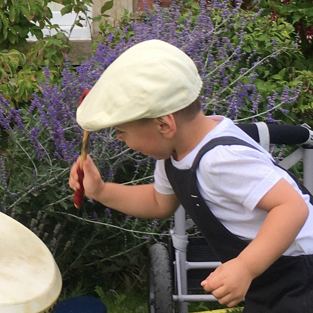 Beige Kids Cotton Flat Cap - Image 4