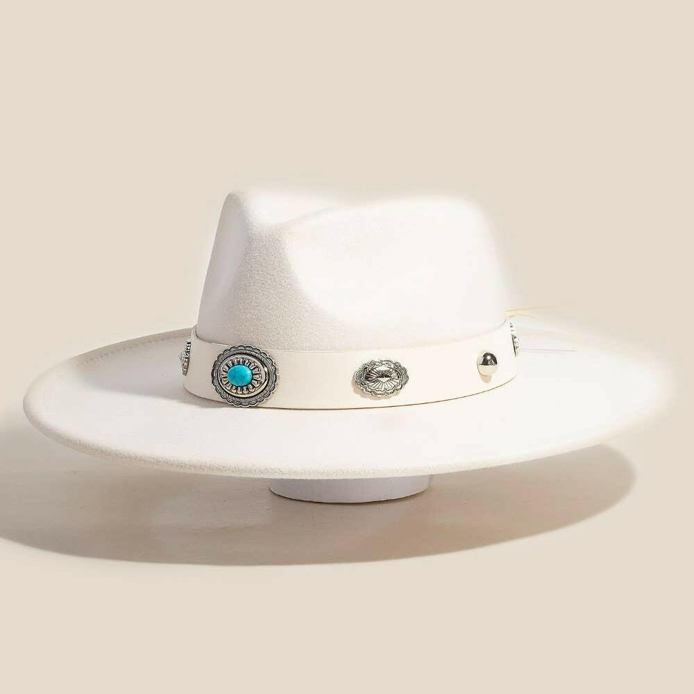 Boho Disc Strap Faux Suede Cowboy Hat