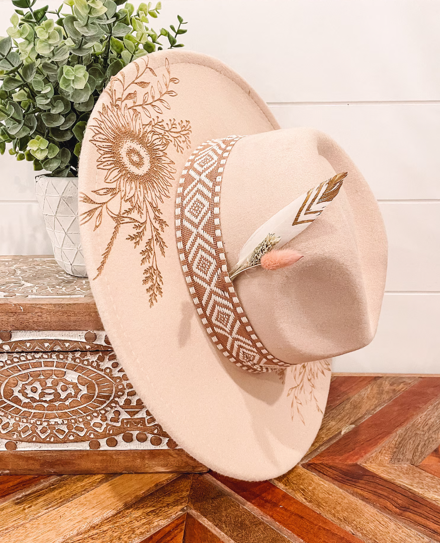 Boho Engraved Floral Western Hat - Image 4