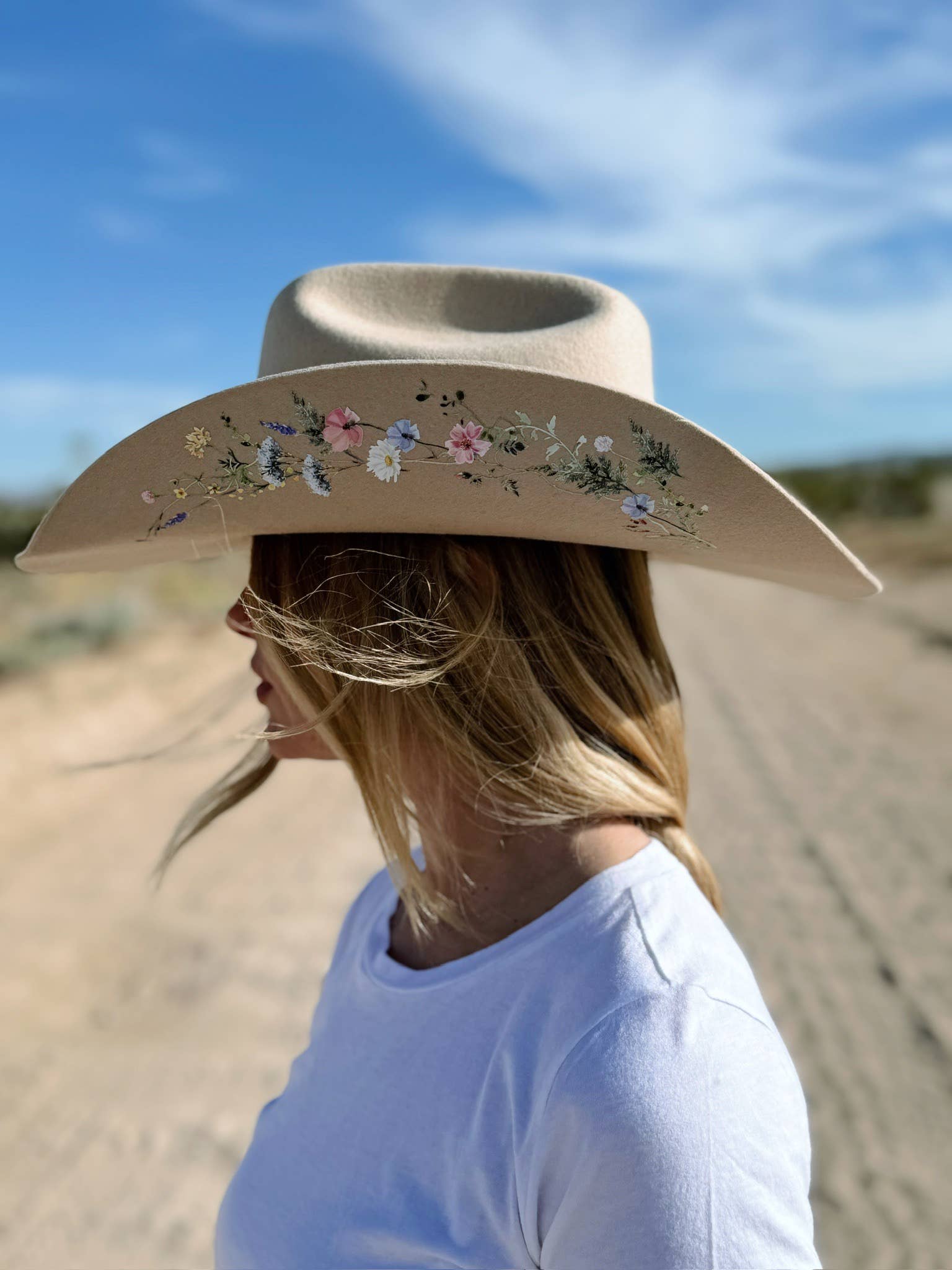 Tan Wildflower Cowboy Wool Hat - Image 20