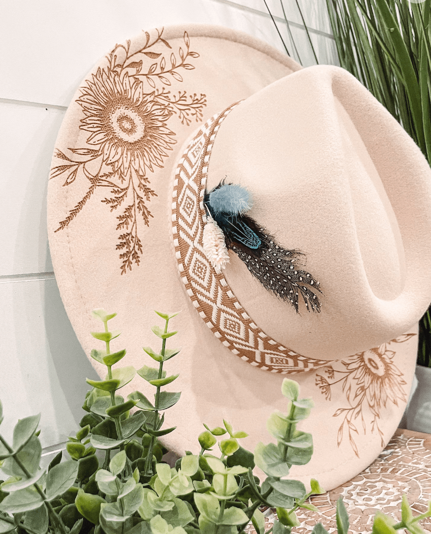 Boho Engraved Floral Western Hat