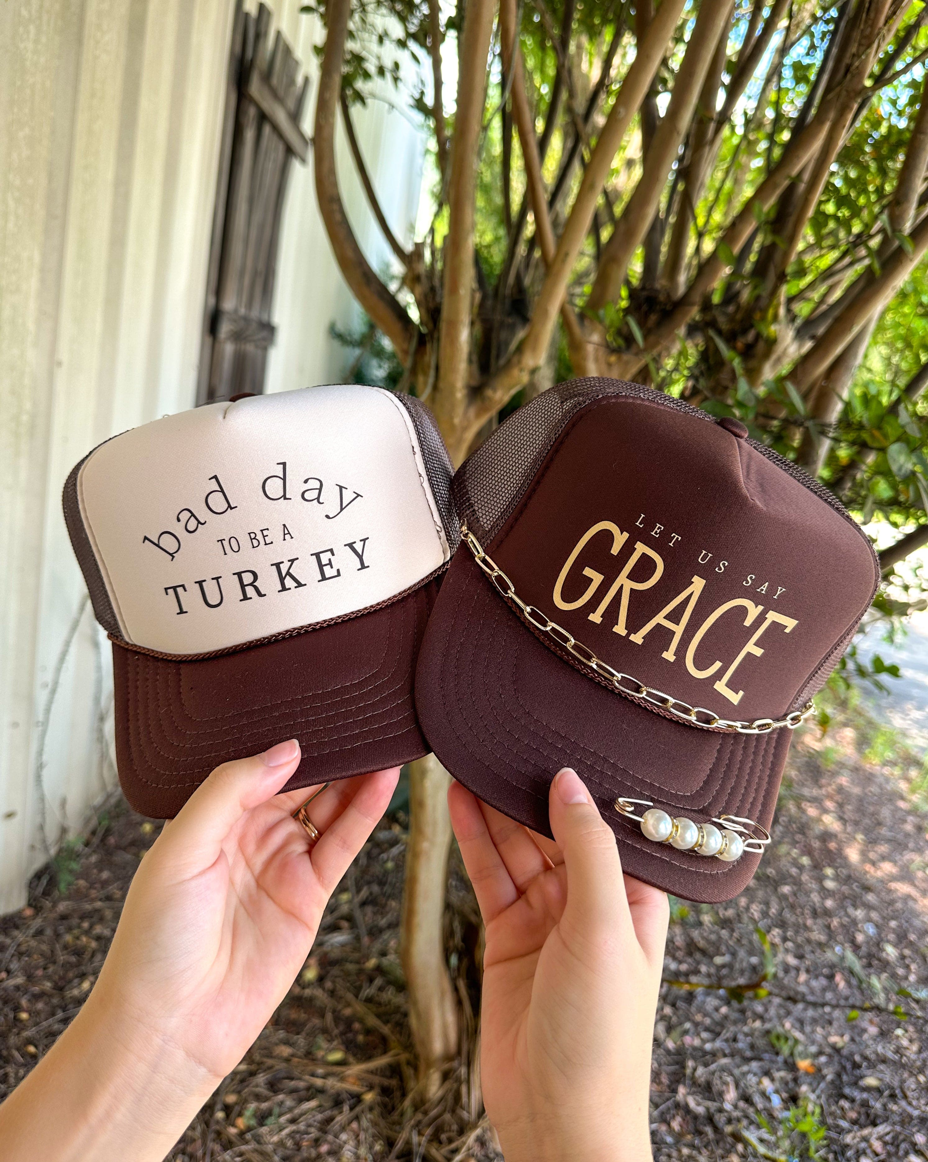 Dark Brown Grace Lettering Trucker Hat - Image 2