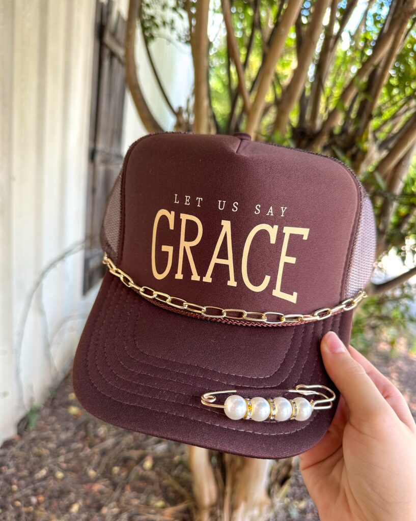 Dark Brown Grace Lettering Trucker Hat