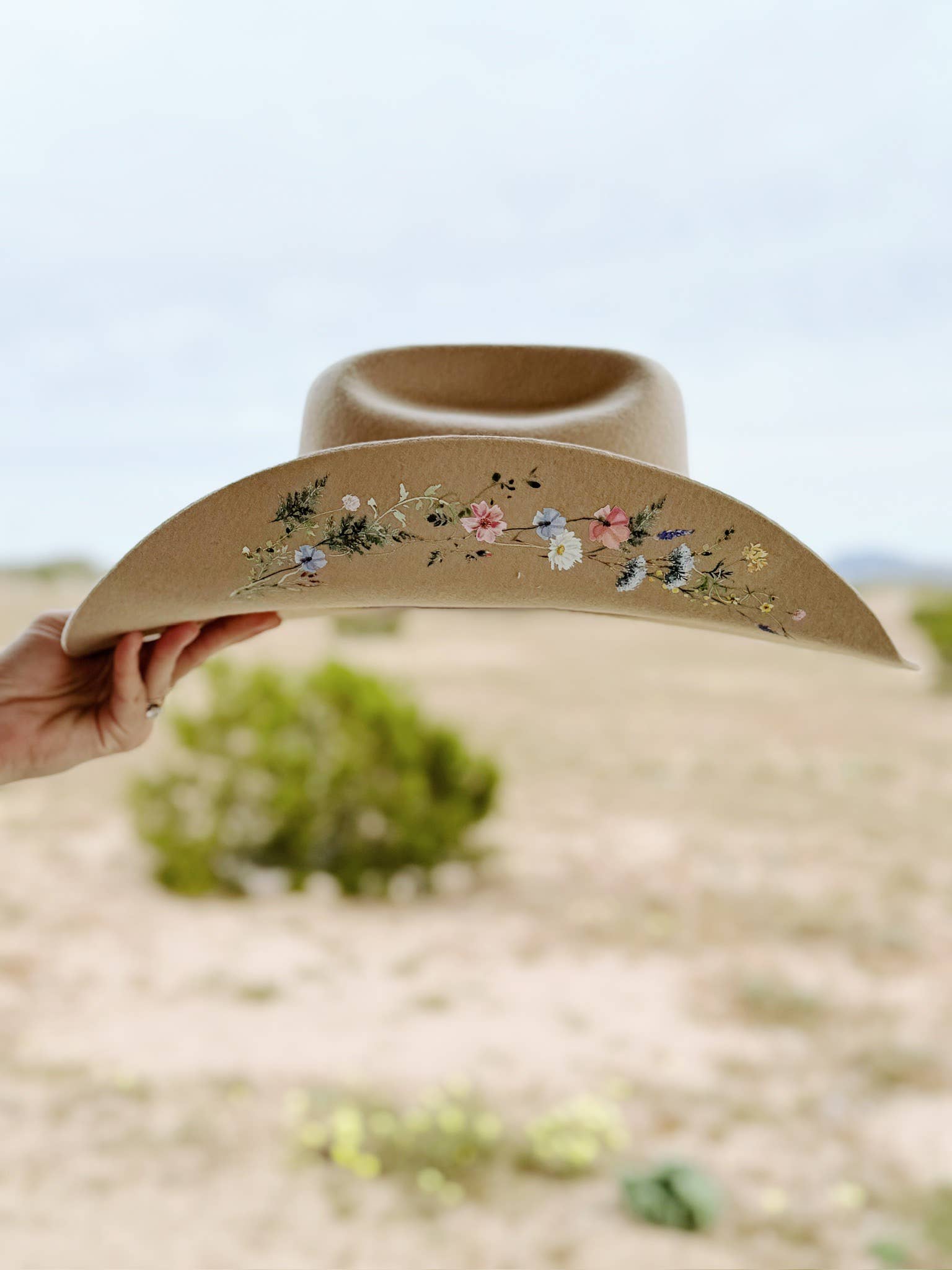 Tan Wildflower Cowboy Wool Hat - Image 10