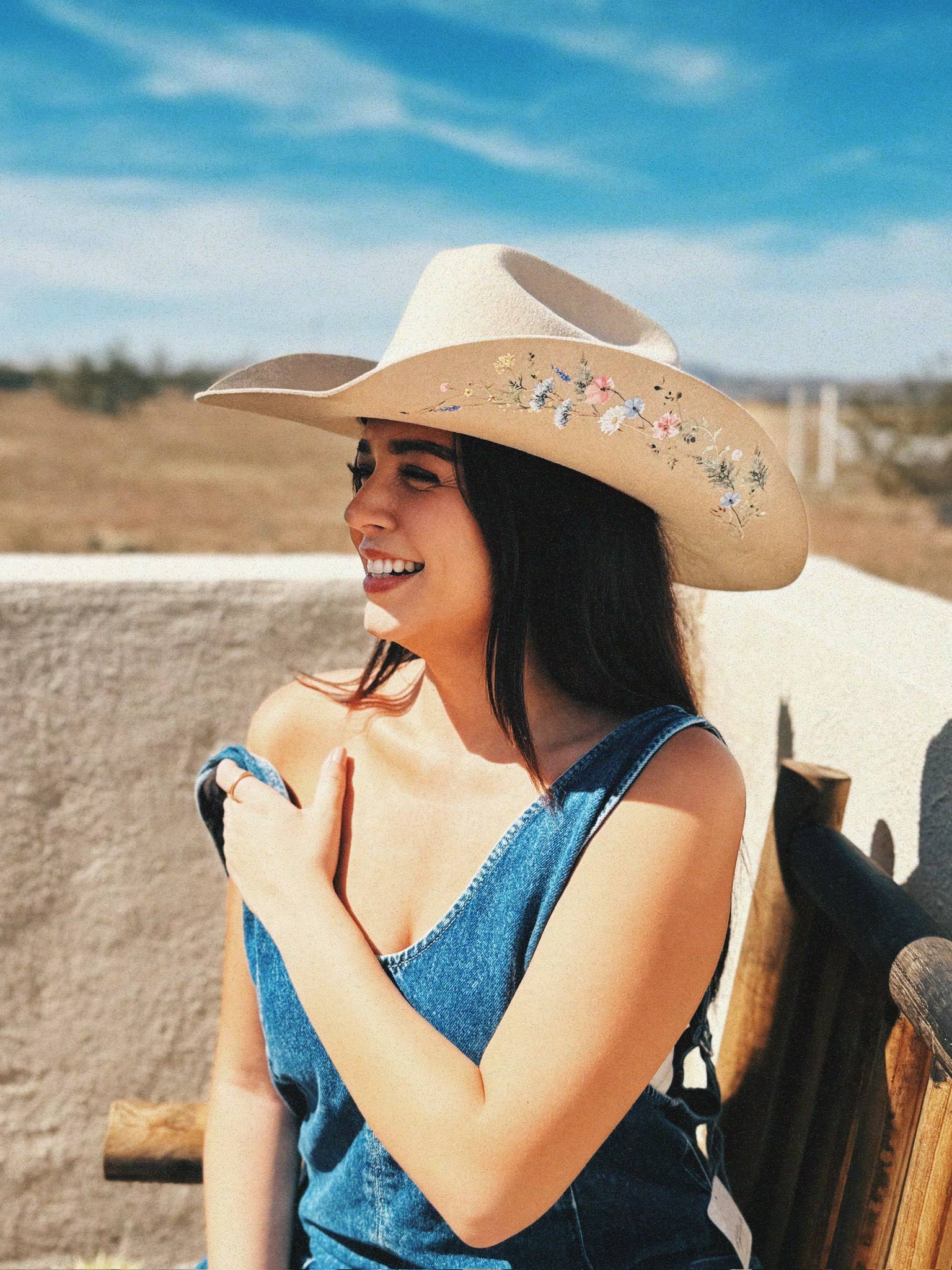 Tan Wildflower Cowboy Wool Hat - Image 21