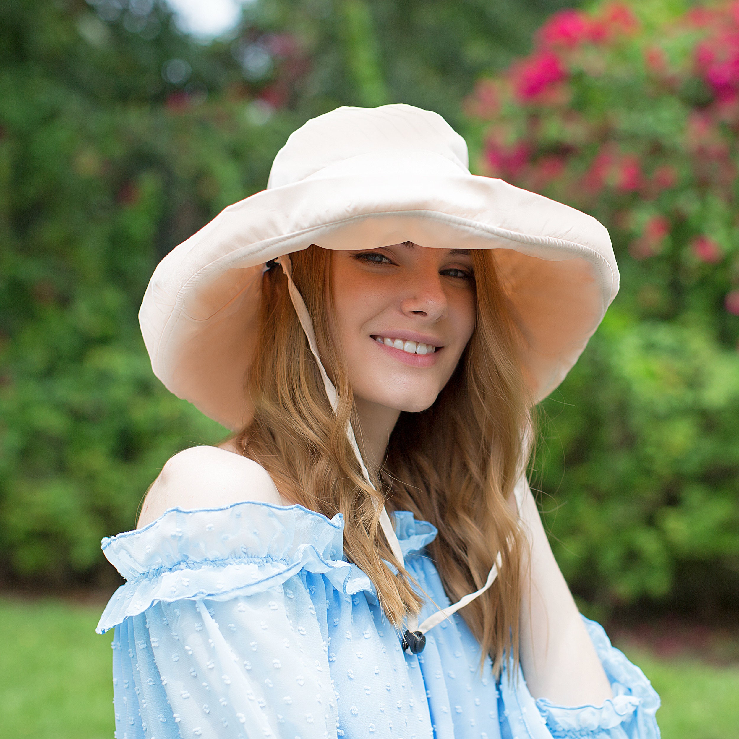 Adjustable Size Womens to Fit All Heads Soft Brim Floppy Extra Wide Brimmed Bucket Hat for Women All Season Foldable Hat for Ladies Yellow - Image 4