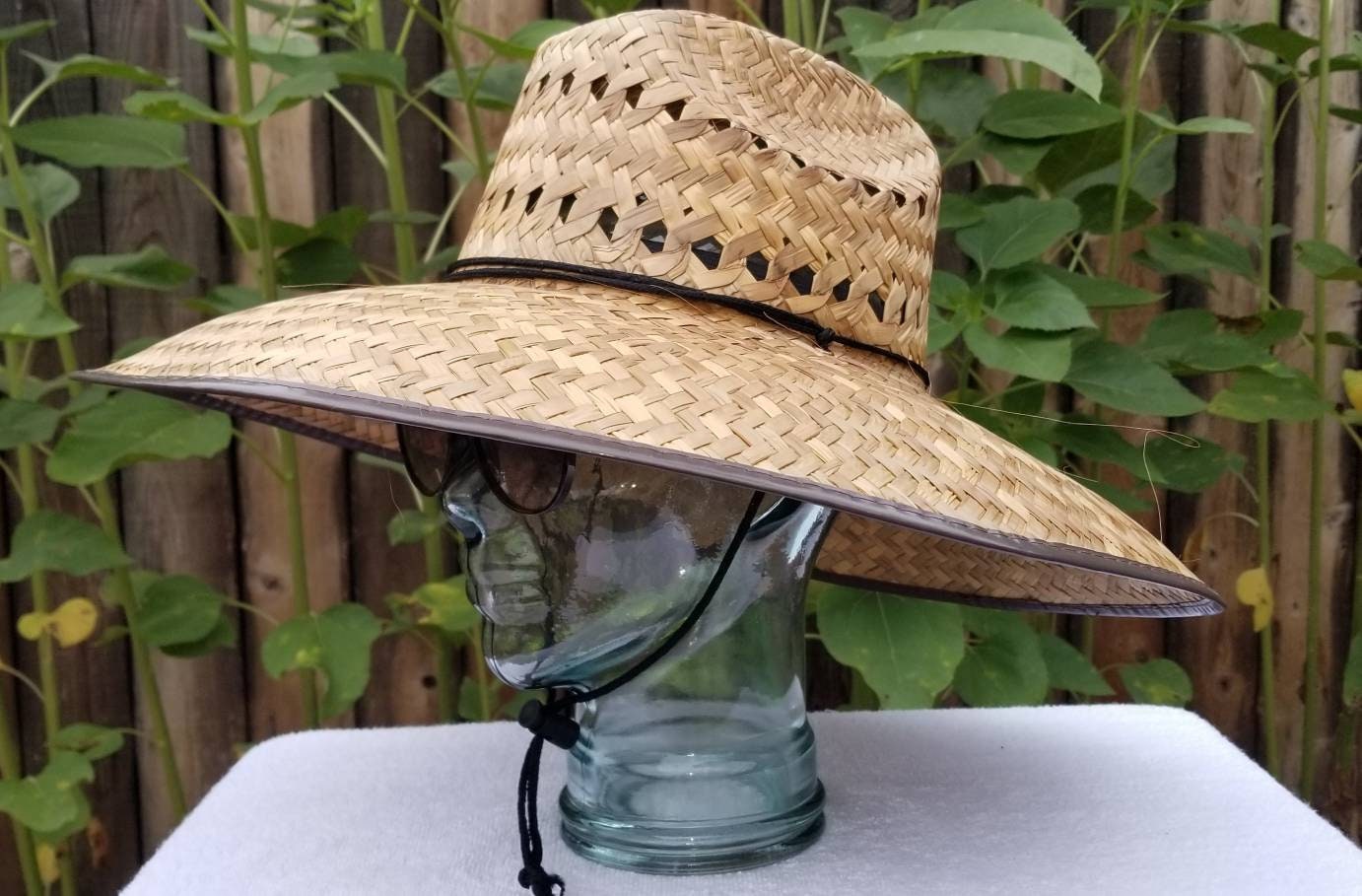 Ladies 18" brown Ventilated Gardening Straw Hat, handmade in Mex. authentic artisan, with an adjustable strap, great for any outdoor event - Image 5
