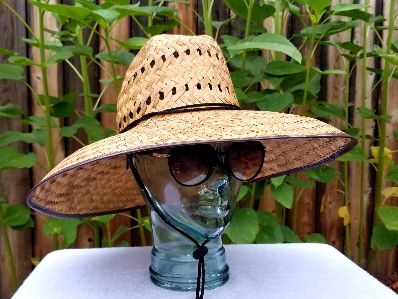 Ladies 18" brown Ventilated Gardening Straw Hat, handmade in Mex. authentic artisan, with an adjustable strap, great for any outdoor event - Image 8