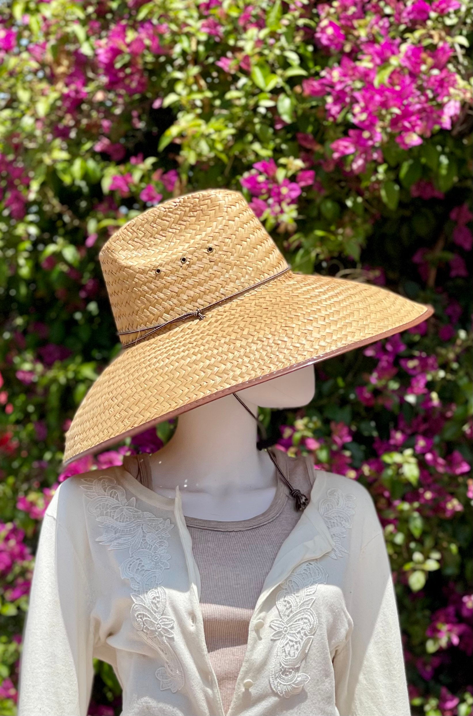 Sizzling Summer Sale! 2 Straw Hats Maximum Sun Protection! 1 Jumbo straw hat and 1 Ventilated gardening straw hat, UNISEX HATS! all Natural - Image 3