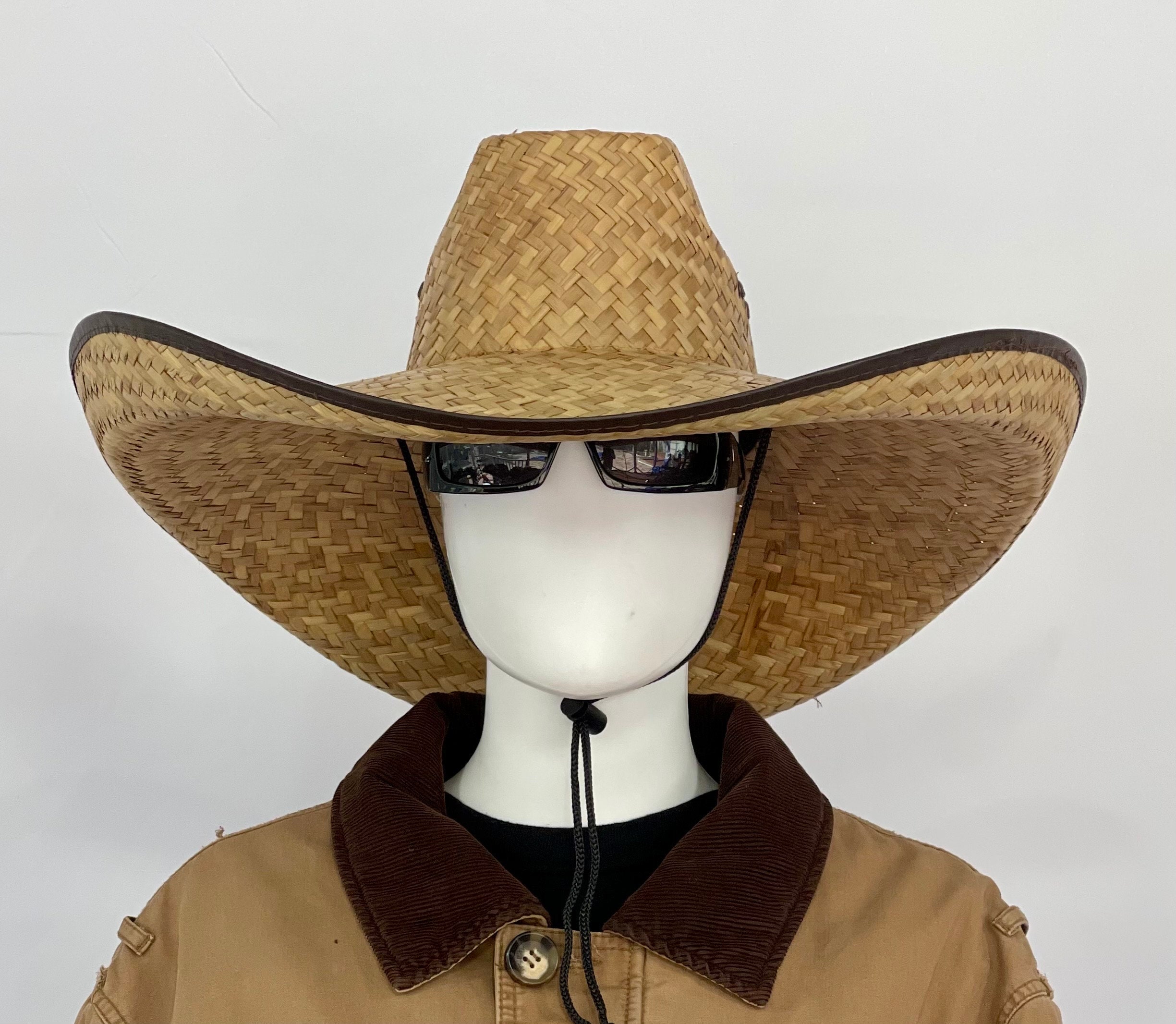 Grande Mega Ranchero Straw Hat brown Brim size about 7.50” in. inside circumference 23" - 23.25”in. overall hat size about 23.5”x22” inches. - Image 4
