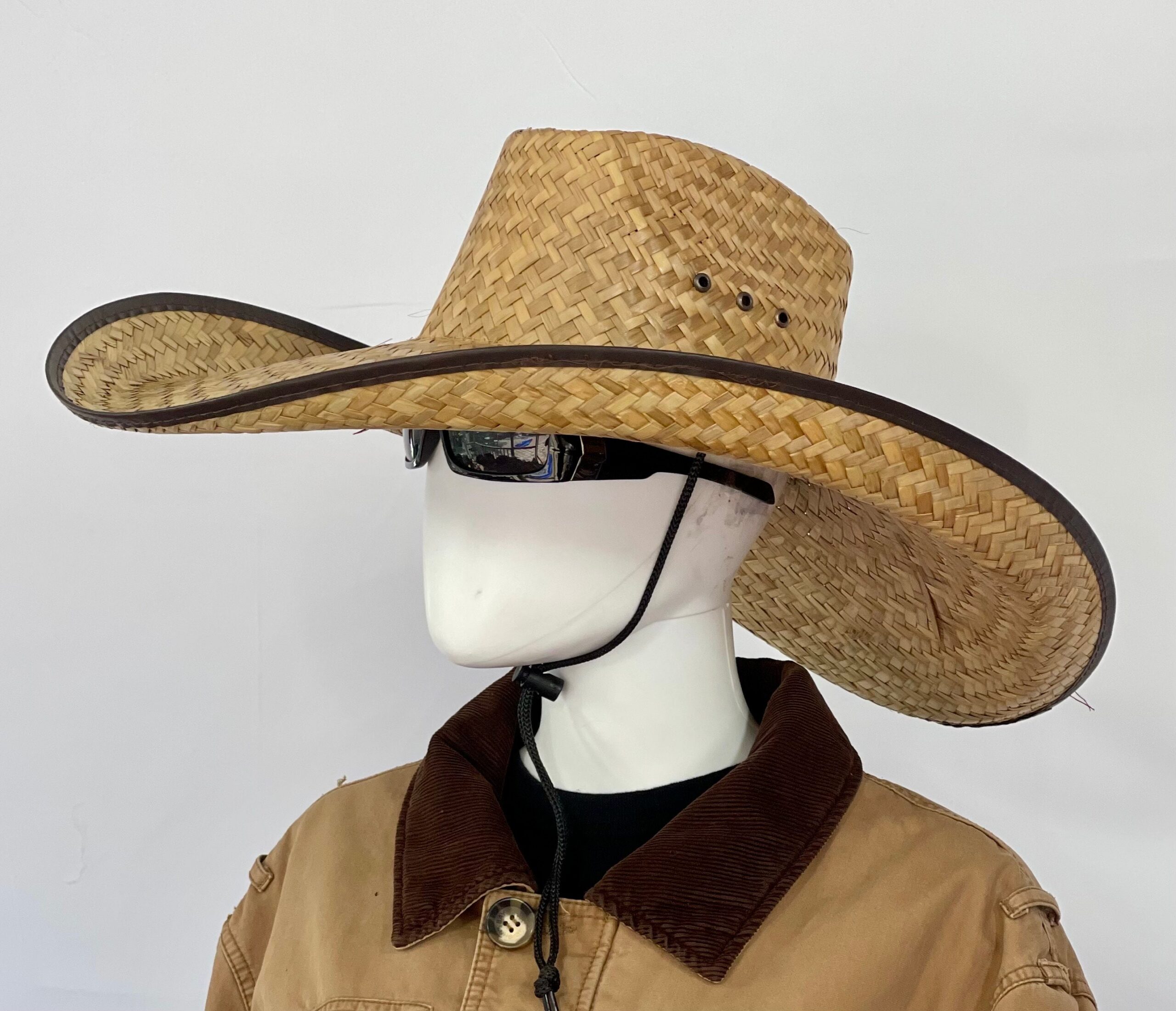 Grande Mega Ranchero Straw Hat brown Brim size about 7.50” in. inside circumference 23" - 23.25”in. overall hat size about 23.5”x22” inches. - Image 5