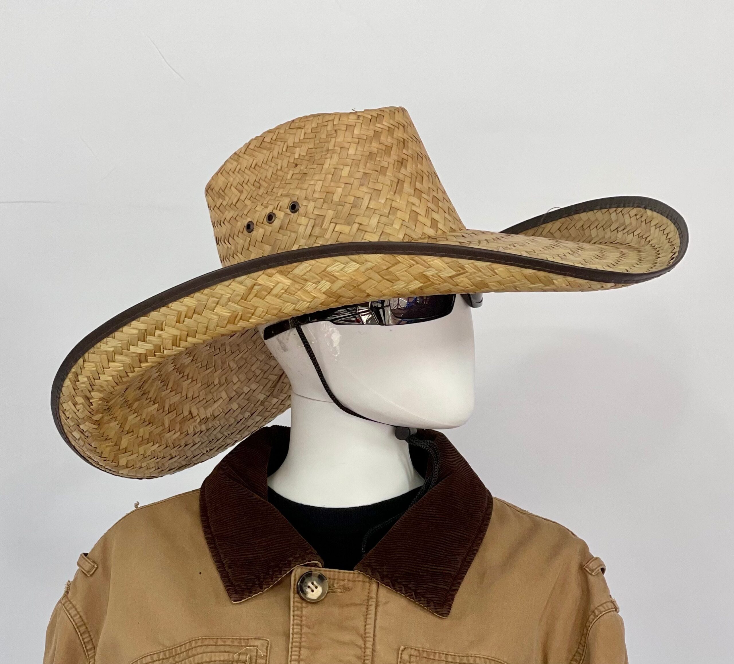 Grande Mega Ranchero Straw Hat brown Brim size about 7.50” in. inside circumference 23" - 23.25”in. overall hat size about 23.5”x22” inches. - Image 7