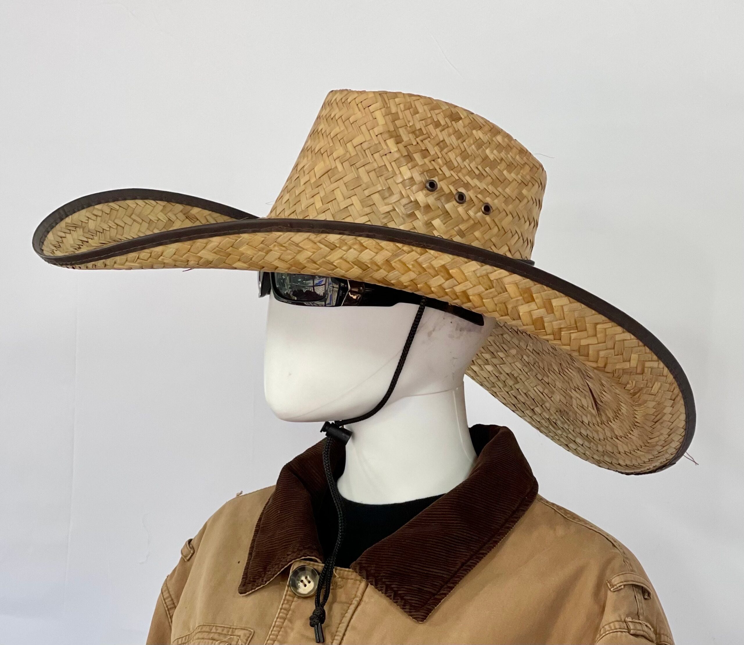 Grande Mega Ranchero Straw Hat brown Brim size about 7.50” in. inside circumference 23" - 23.25”in. overall hat size about 23.5”x22” inches. - Image 6