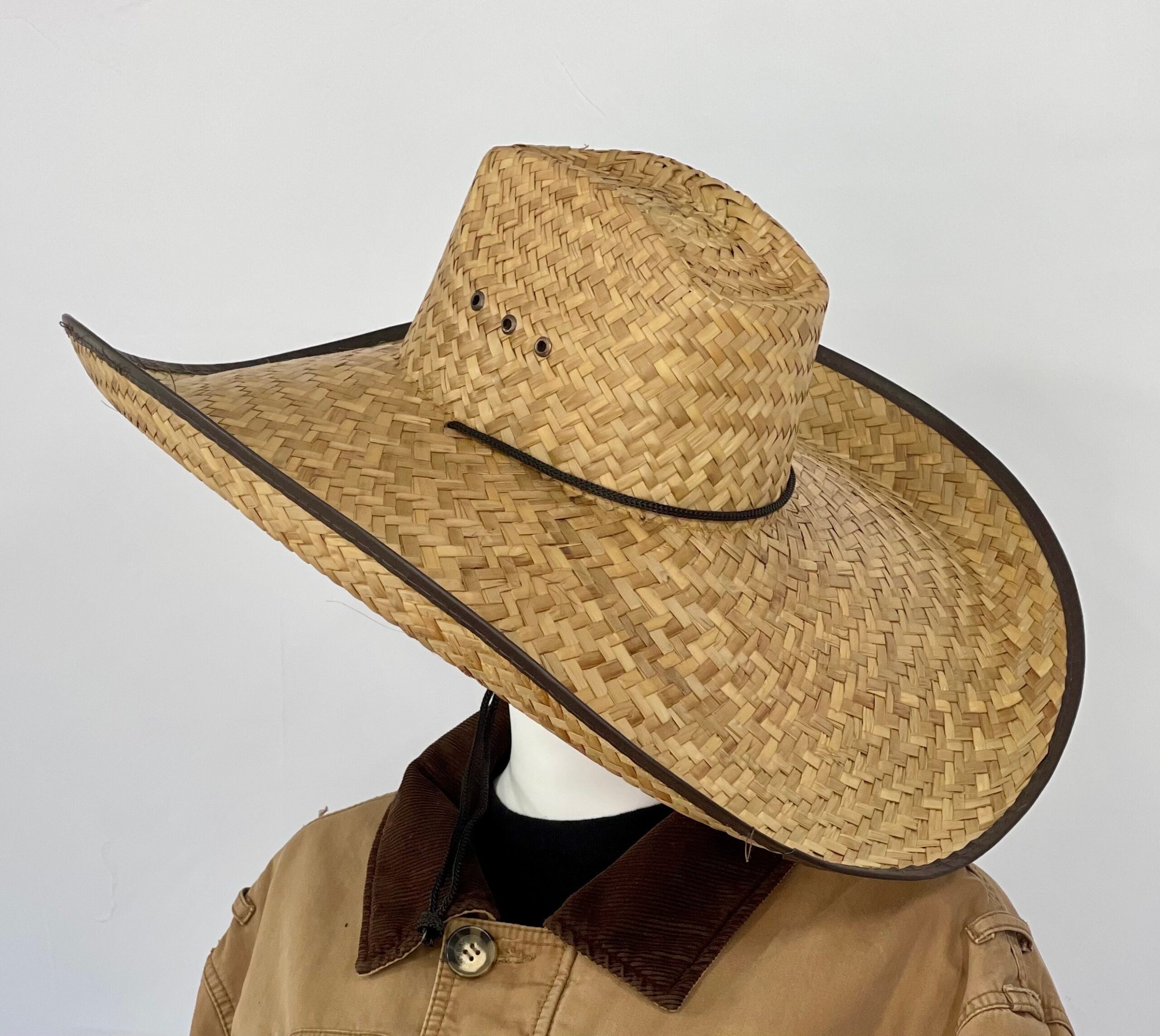 Grande Mega Ranchero Straw Hat brown Brim size about 7.50” in. inside circumference 23" - 23.25”in. overall hat size about 23.5”x22” inches. - Image 8