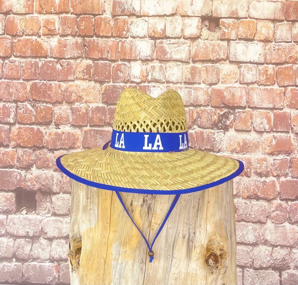 LA BLUE Bandana Straw Hat, well ventilated, blue bandana with matching edge and chin strap, great for any outdoor activity! Let’s go Dodgers