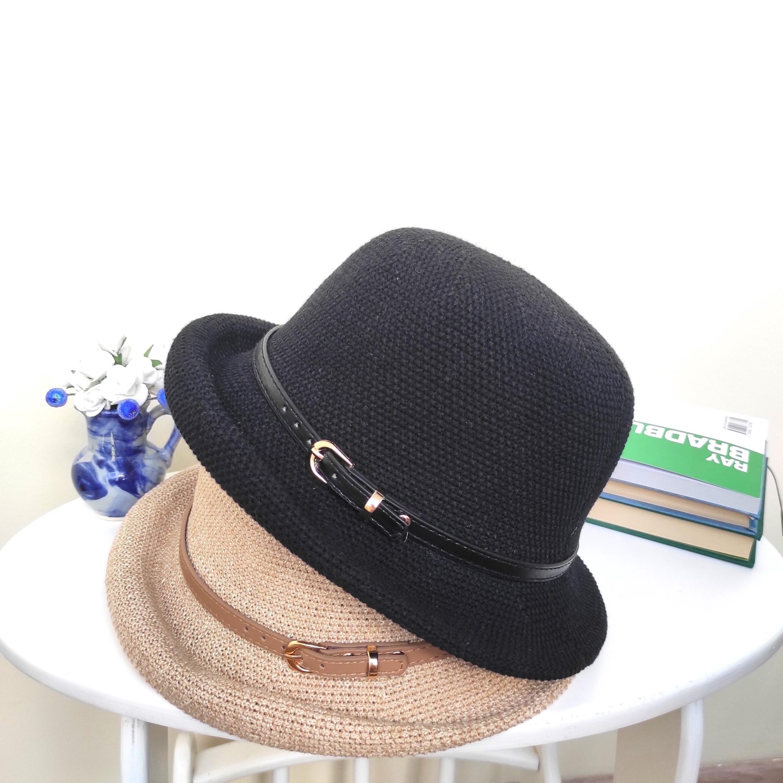 Cloche Hat Women, Summer Bowler Hat for Women, Fedora Hat Women, Rolled Brim Hat, Foldable Cotton Straw Mesh Hat, Summer Gift for Her - Image 3