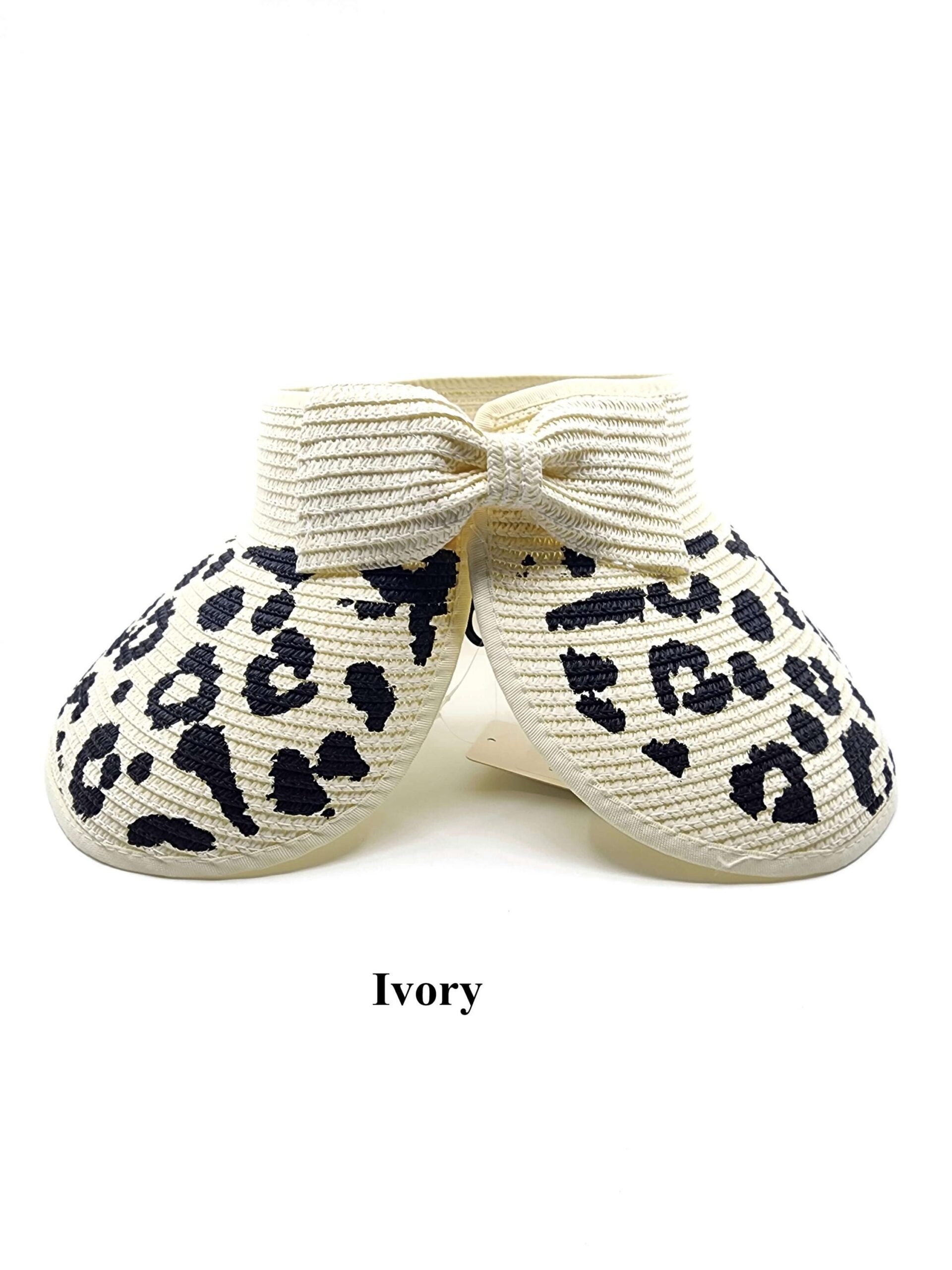 Summer Wide Brim Leopard Pattern Straw Sun Visor - Image 7