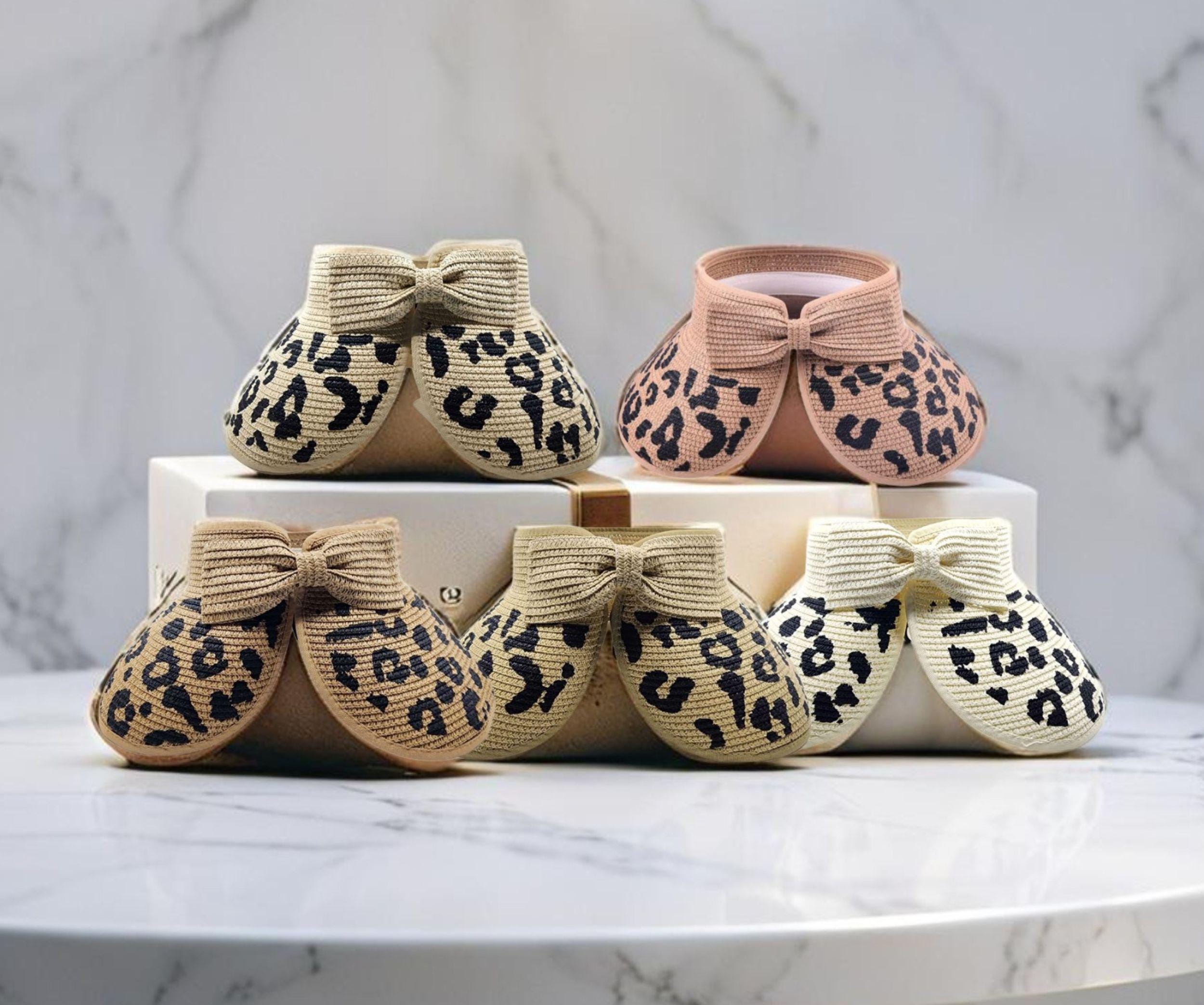 Summer Wide Brim Leopard Pattern Straw Sun Visor