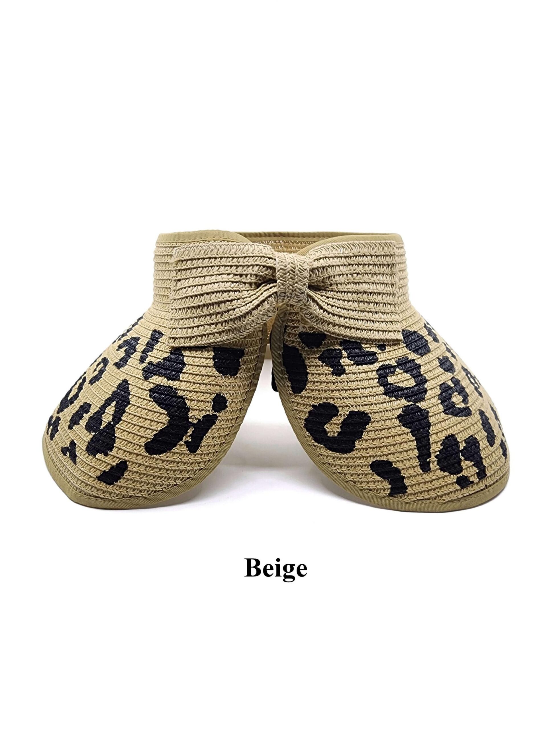 Summer Wide Brim Leopard Pattern Straw Sun Visor - Image 2