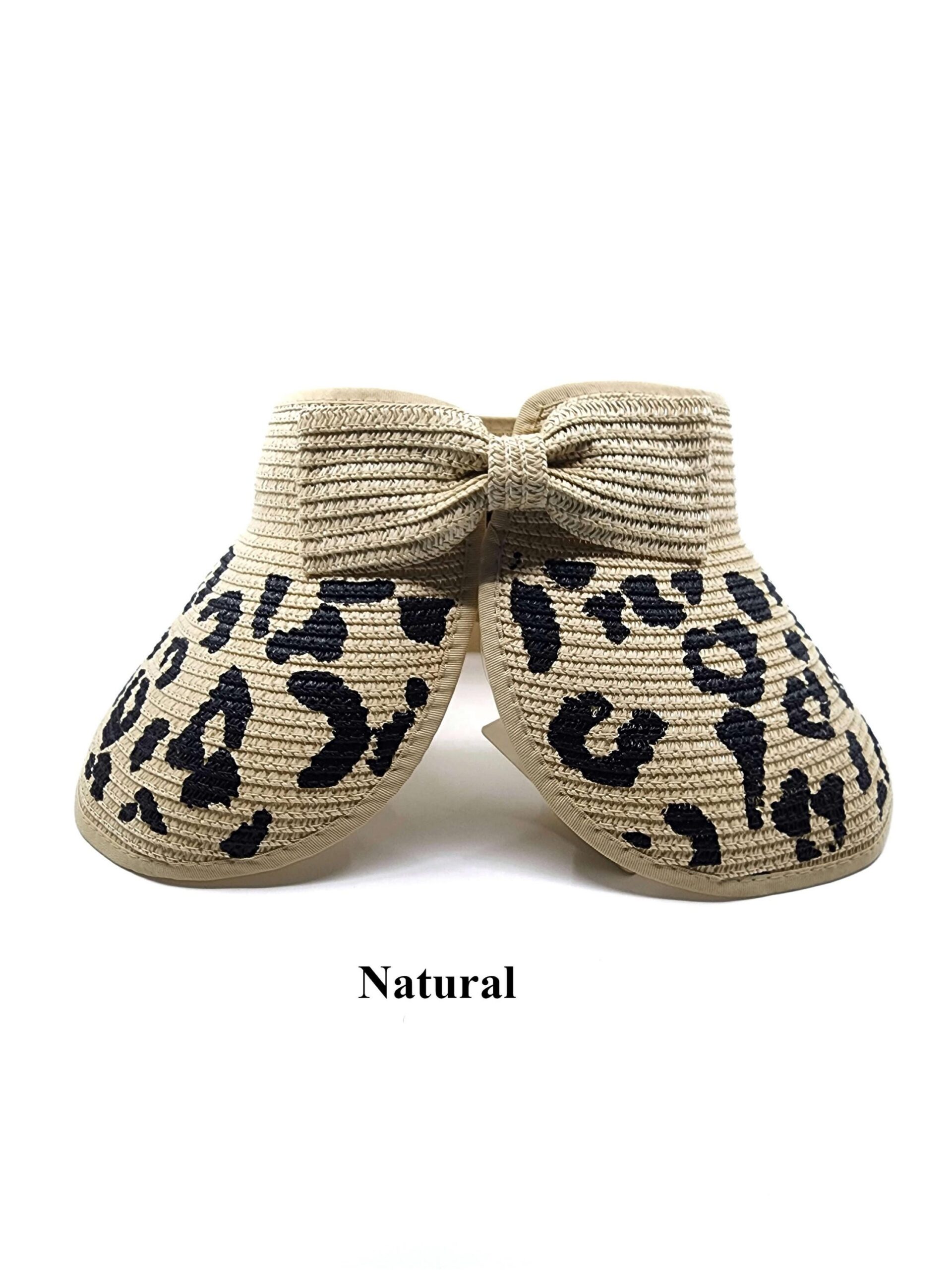 Summer Wide Brim Leopard Pattern Straw Sun Visor - Image 8