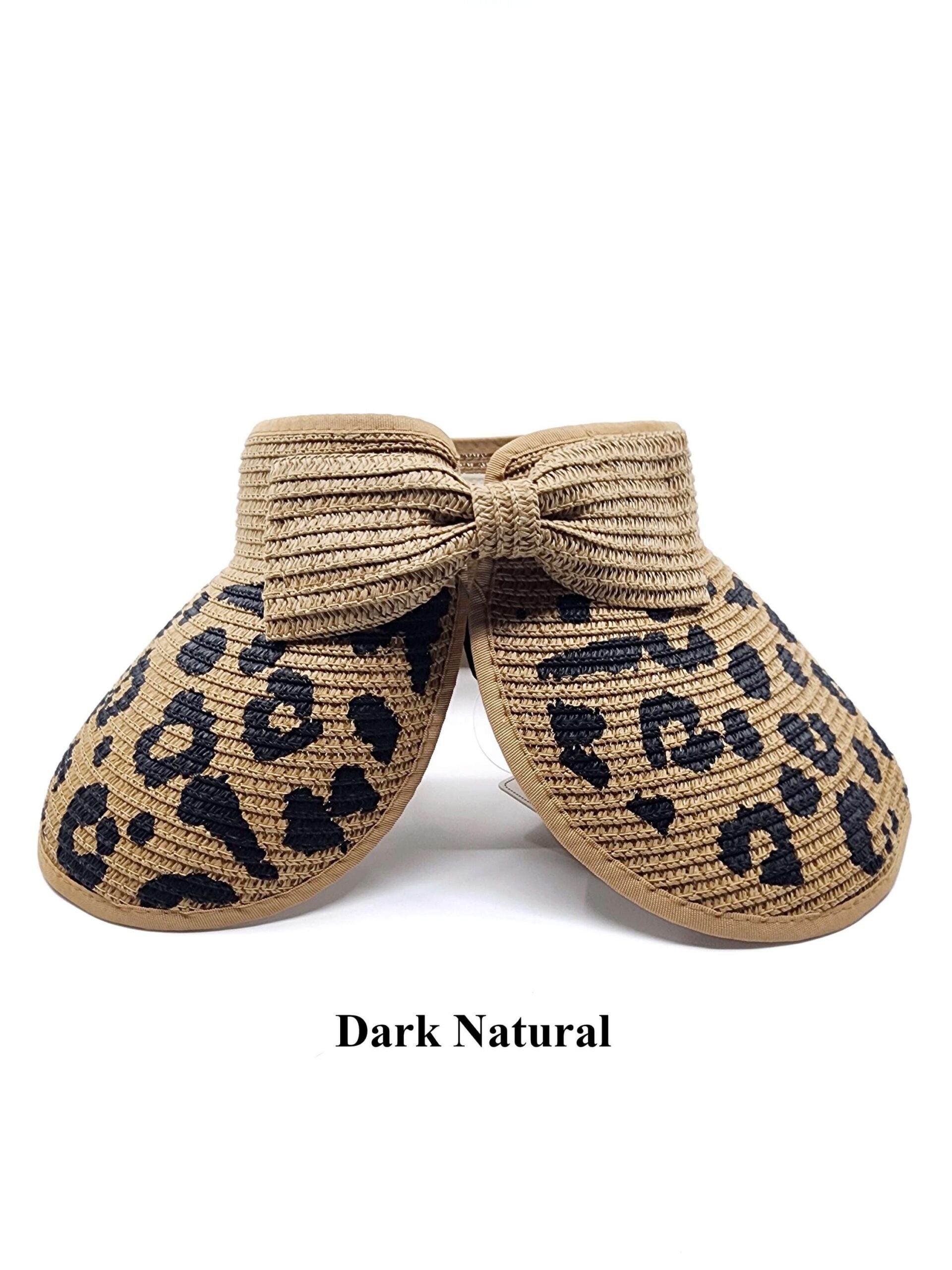 Summer Wide Brim Leopard Pattern Straw Sun Visor - Image 6