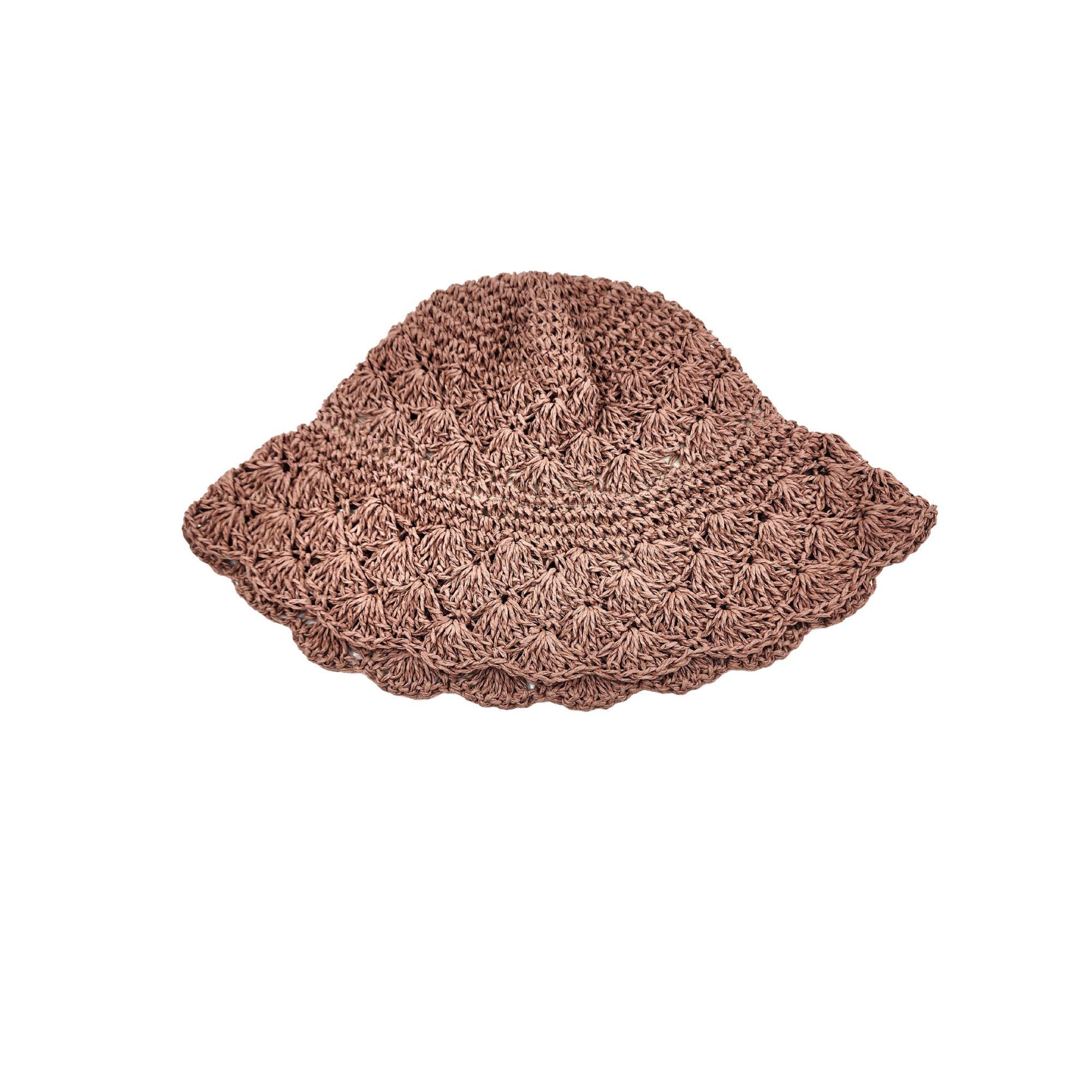 Women's Hand Crochet Clothe Straw Solid Color Bucket Hat - Image 7