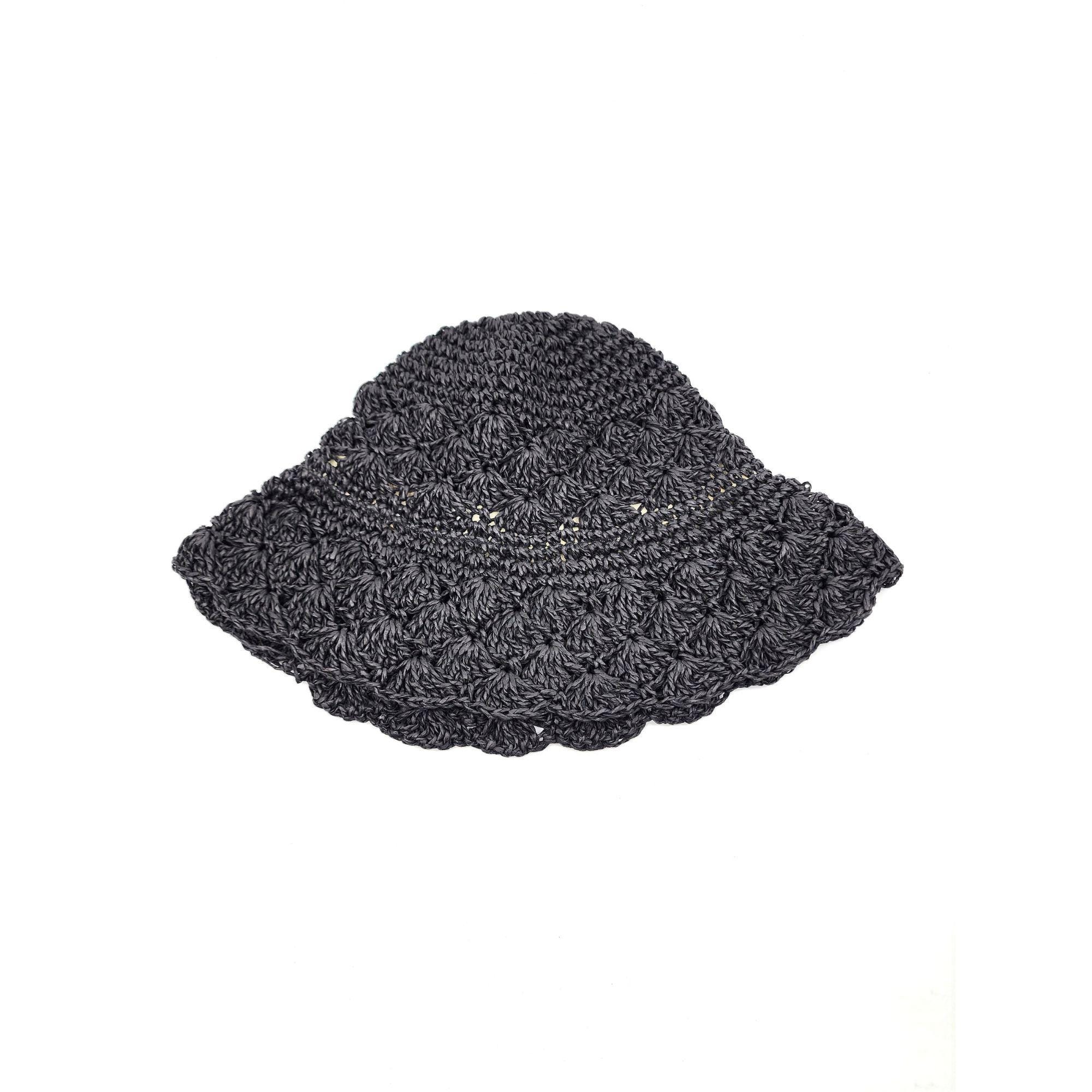 Women's Hand Crochet Clothe Straw Solid Color Bucket Hat - Image 3