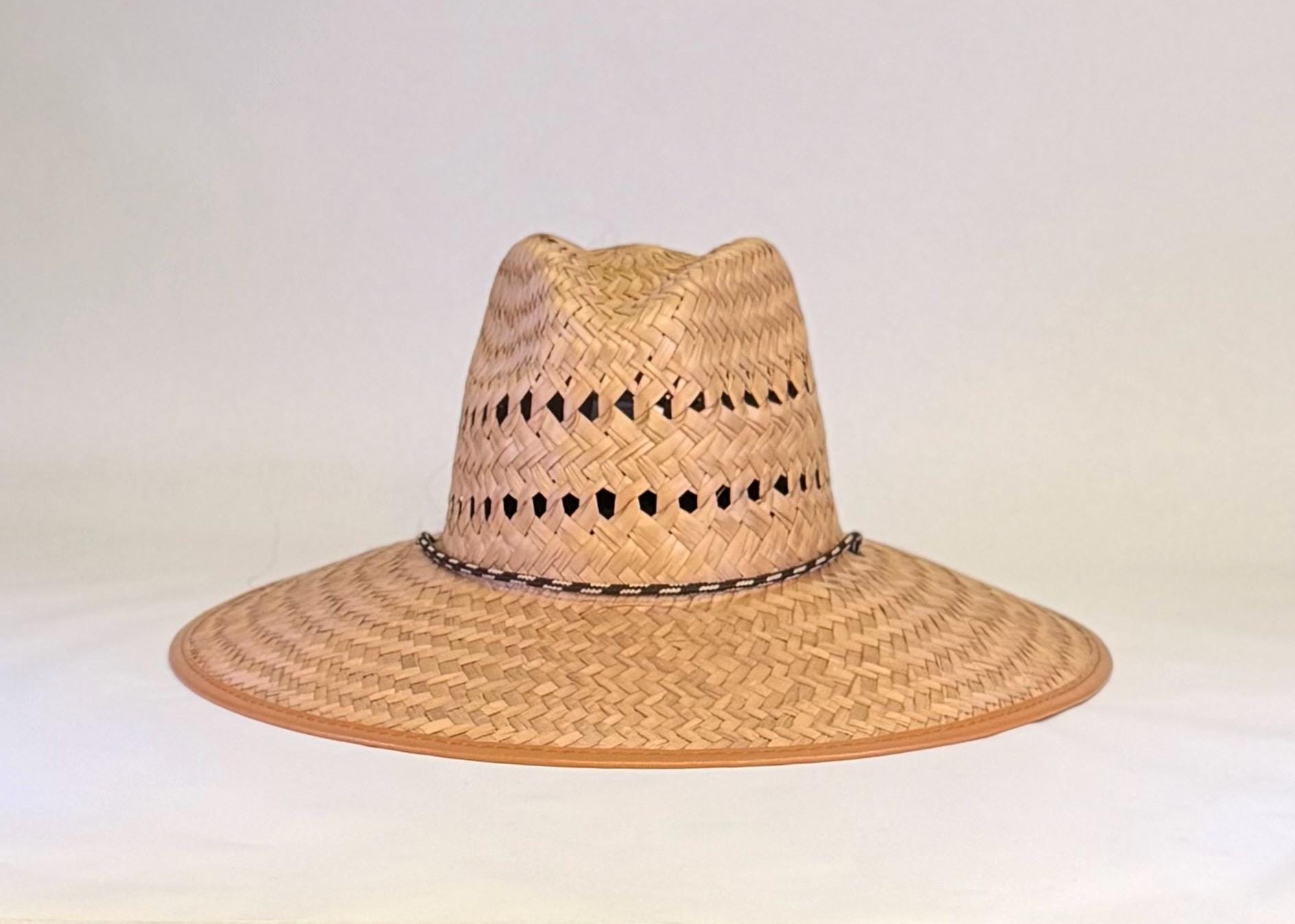 Ventilated Straw Hat, Fisherman Gardening Sun Protection, Adjustable Strap, 4.75-Inch Brim, TAN Edge. - Image 9