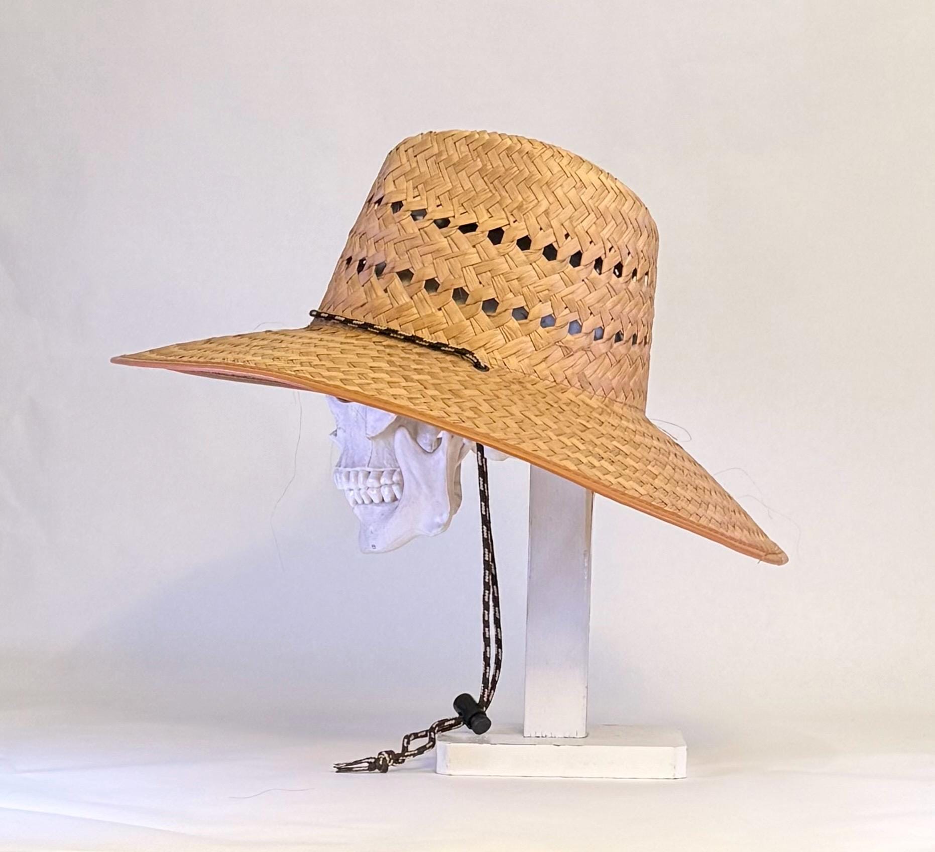 Ventilated Straw Hat, Fisherman Gardening Sun Protection, Adjustable Strap, 4.75-Inch Brim, TAN Edge. - Image 7