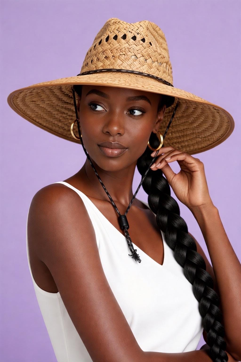 Ventilated Straw Hat, Fisherman Gardening Sun Protection, Adjustable Strap, 4.75-Inch Brim, TAN Edge. - Image 3