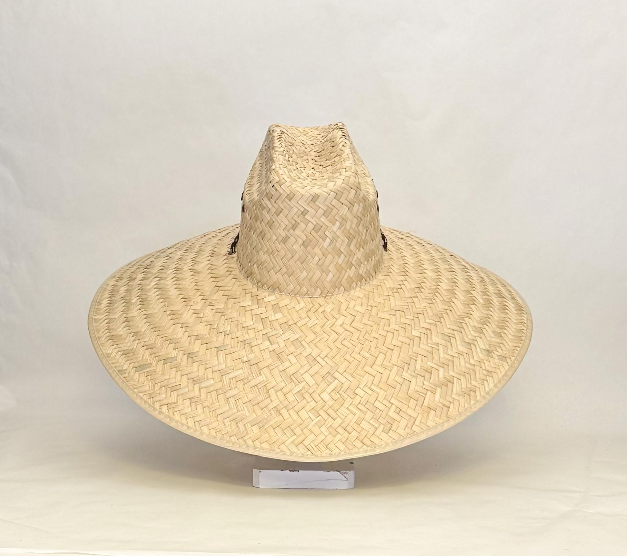 Jumbo Straw hat Natural color maximum sun coverage approximately 21" x 21" great for anything under the sun, with a strap. head size 24" in - Image 7