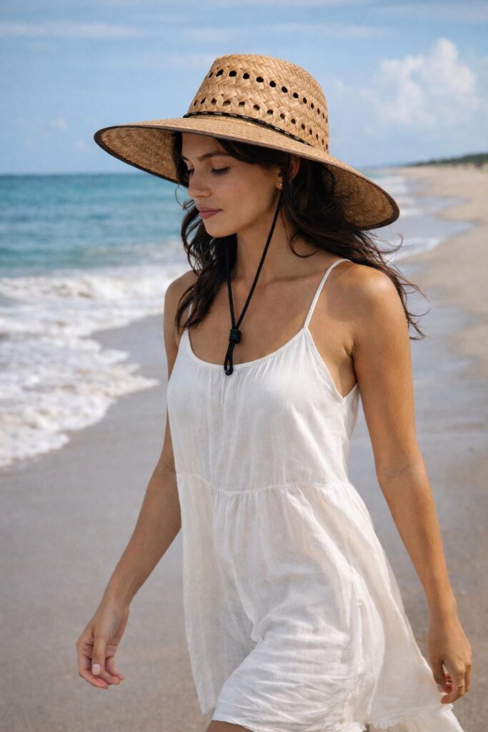 Ladies 18" brown Ventilated Gardening Straw Hat, handmade in Mex. authentic artisan, with an adjustable strap, great for any outdoor event