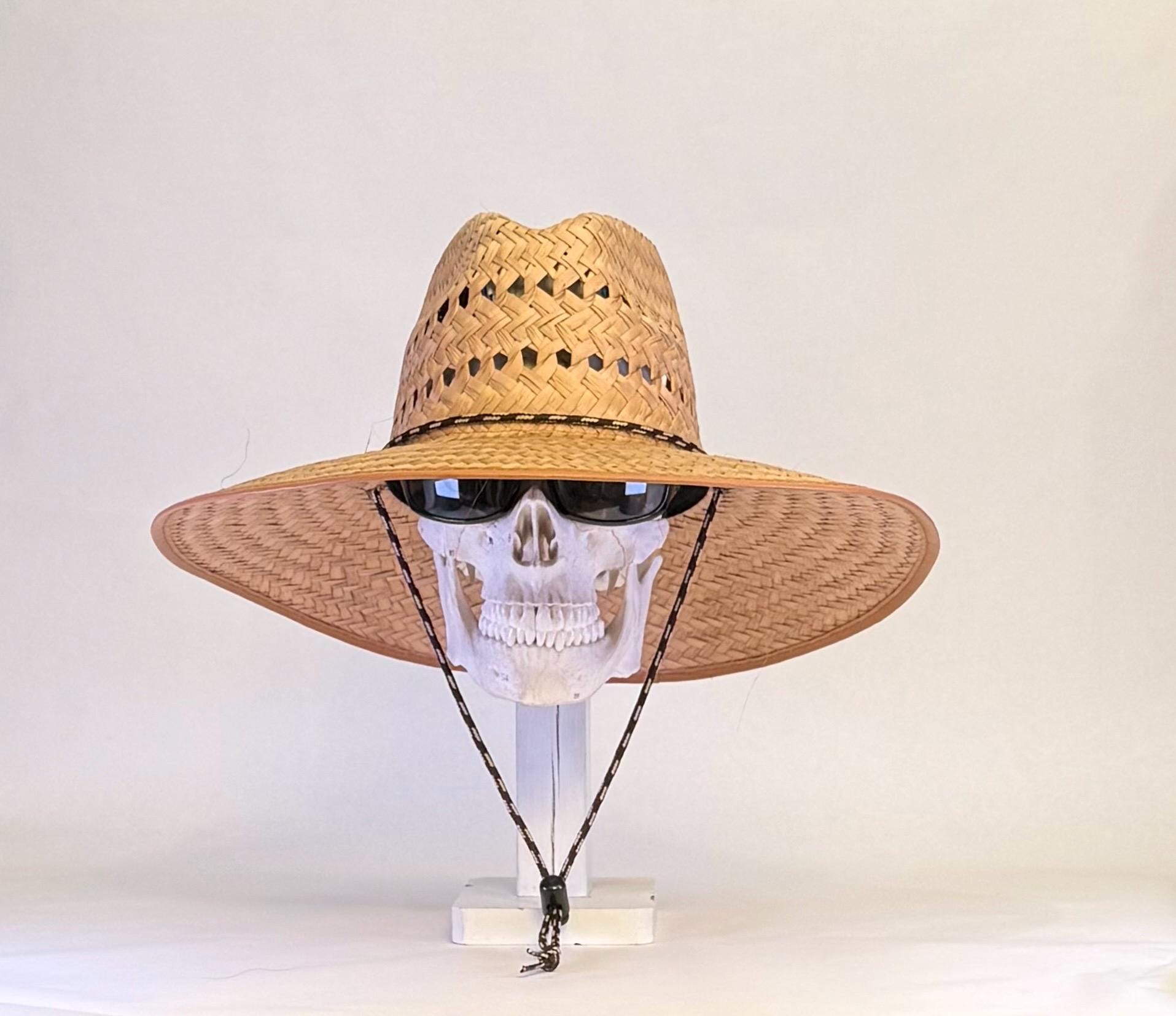 Ventilated Straw Hat, Fisherman Gardening Sun Protection, Adjustable Strap, 4.75-Inch Brim, TAN Edge. - Image 8